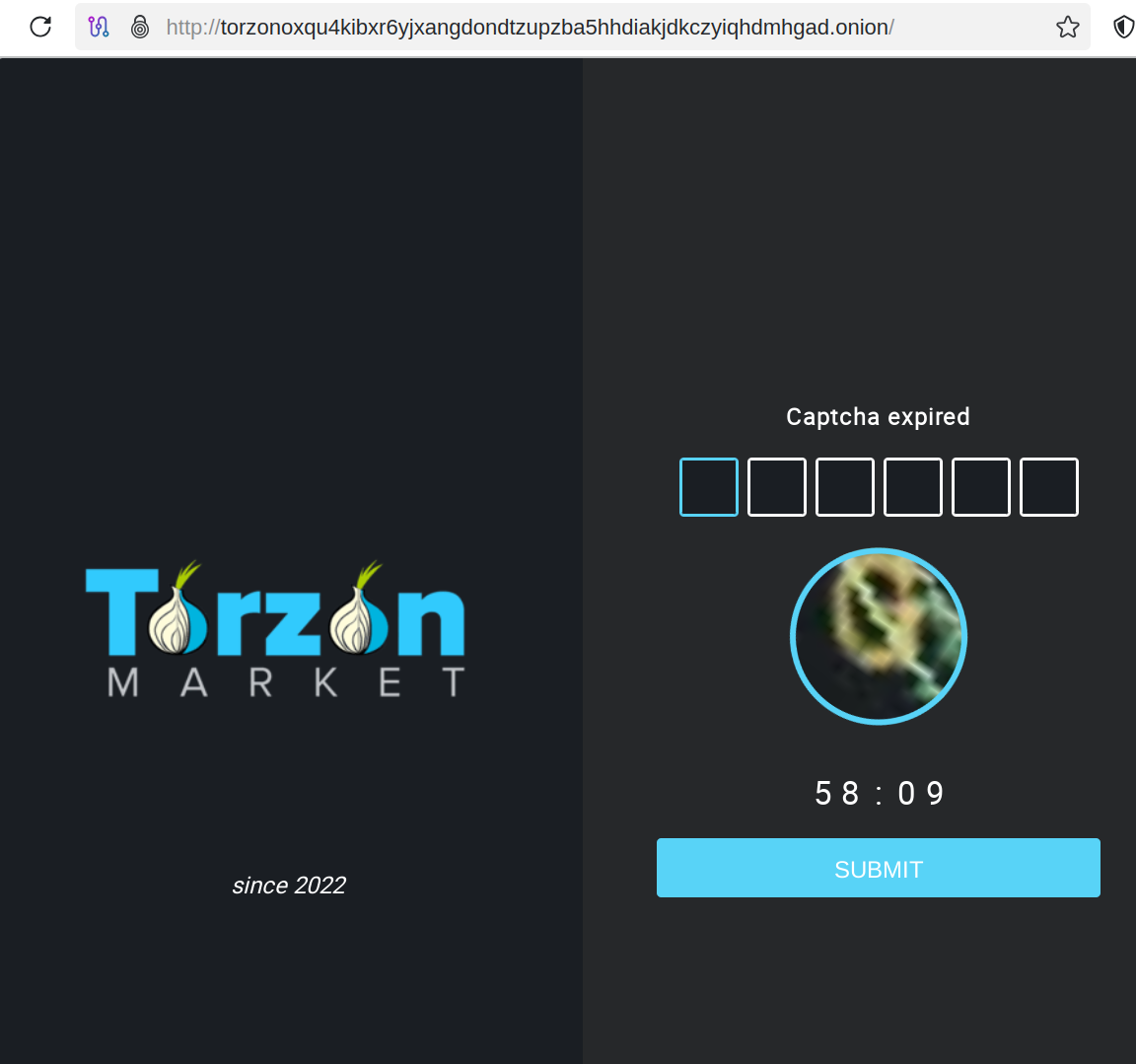 TorZon Market login captcha example — intentionally distorted for bot resistance